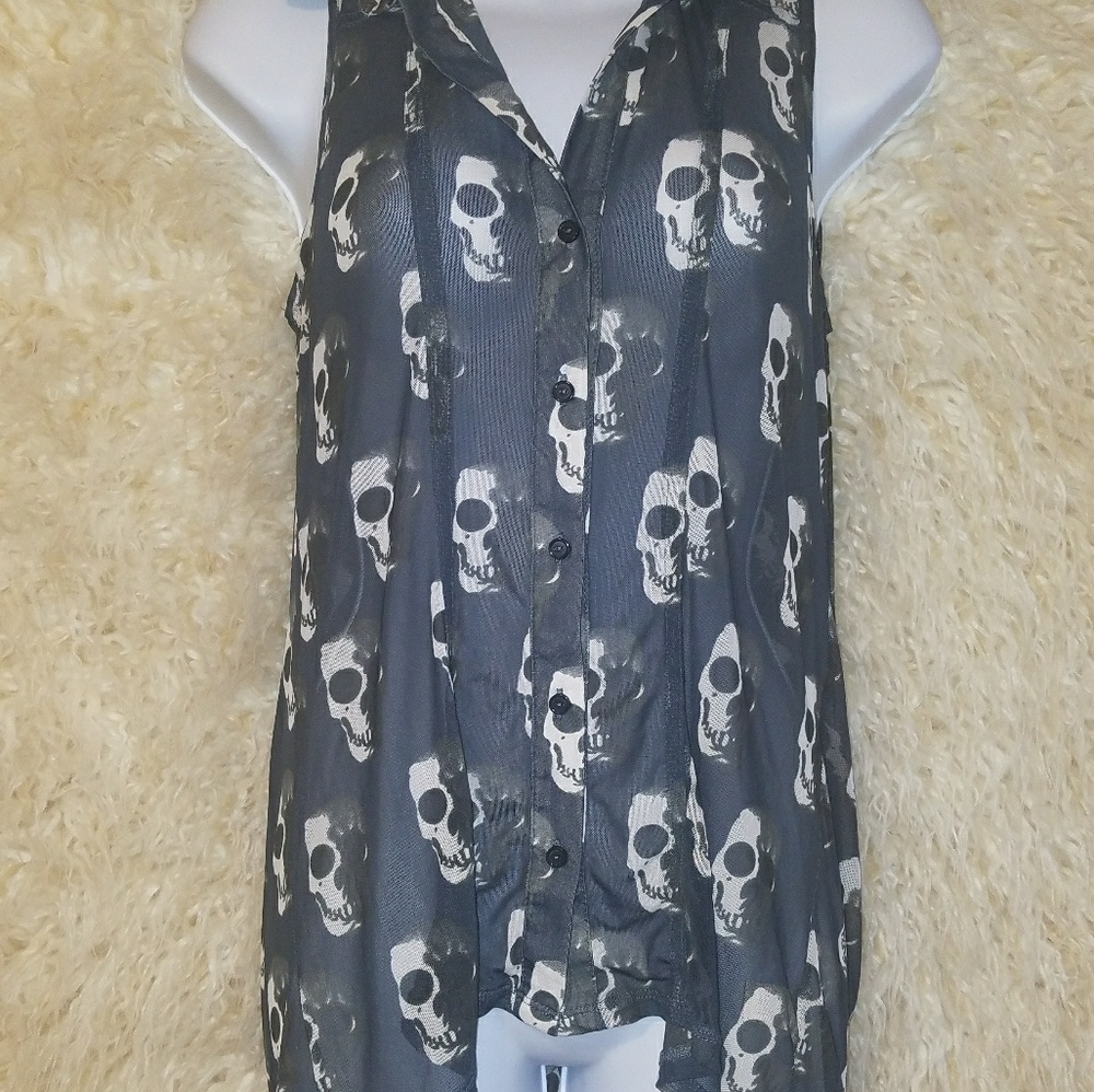 Skulls Mesh Sleeveless Top